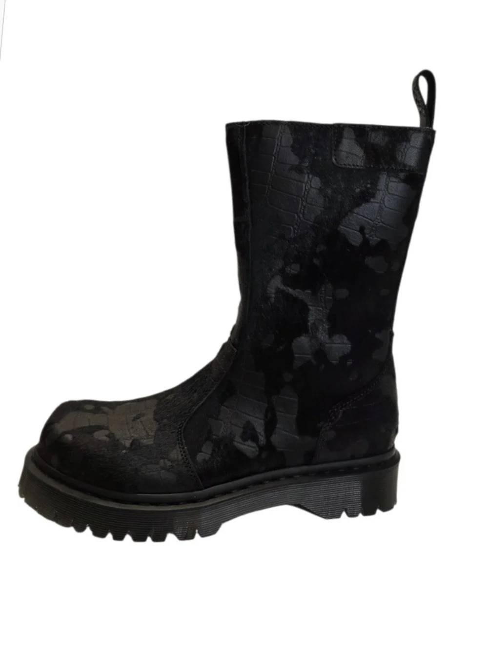 Brand-New Dr. Martens REJENA Hair On Croc Emboss Leather Black Women's Size 9
